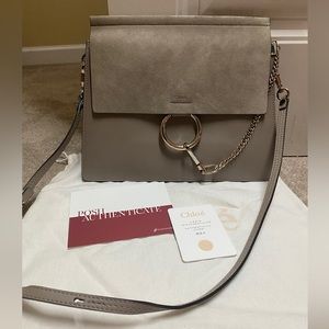 Authentic Chloe Faye Bag - Grey suede